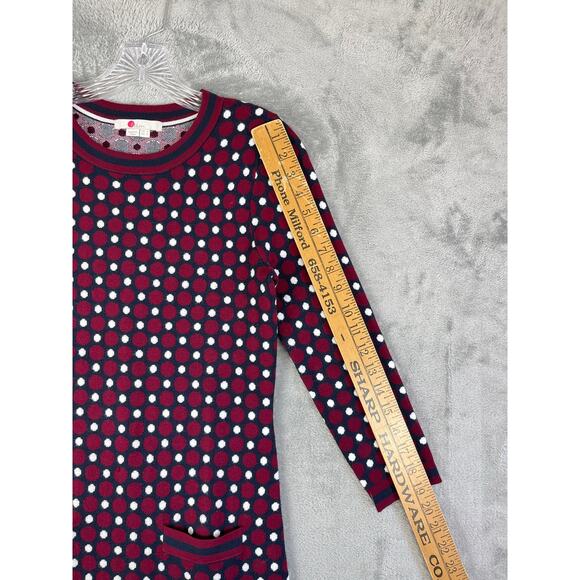 Boden Holly Polka Dot Sweater Dress 2 Bodycon Knit Burgundy Preppy Stretchy - Picture 13 of 15